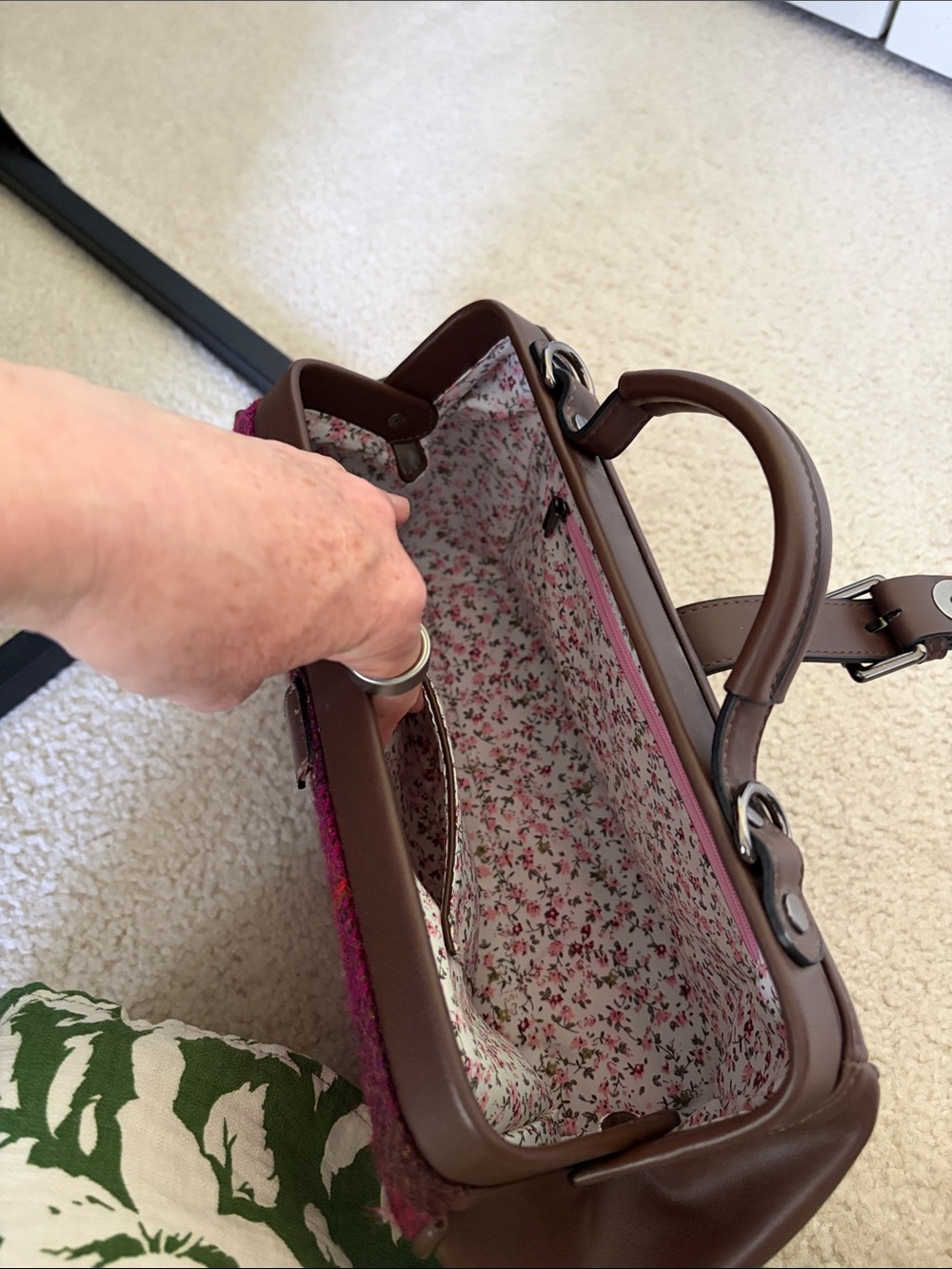 Harris Tweed Brown Leather and tweed Doctor-Style Satchel - Picture 5 of 12